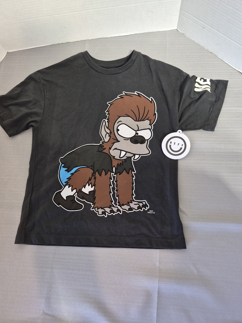 Neff Black Kids' Short-Sleeve Monster Graphic Tee with Brown & Blue, Size Small
